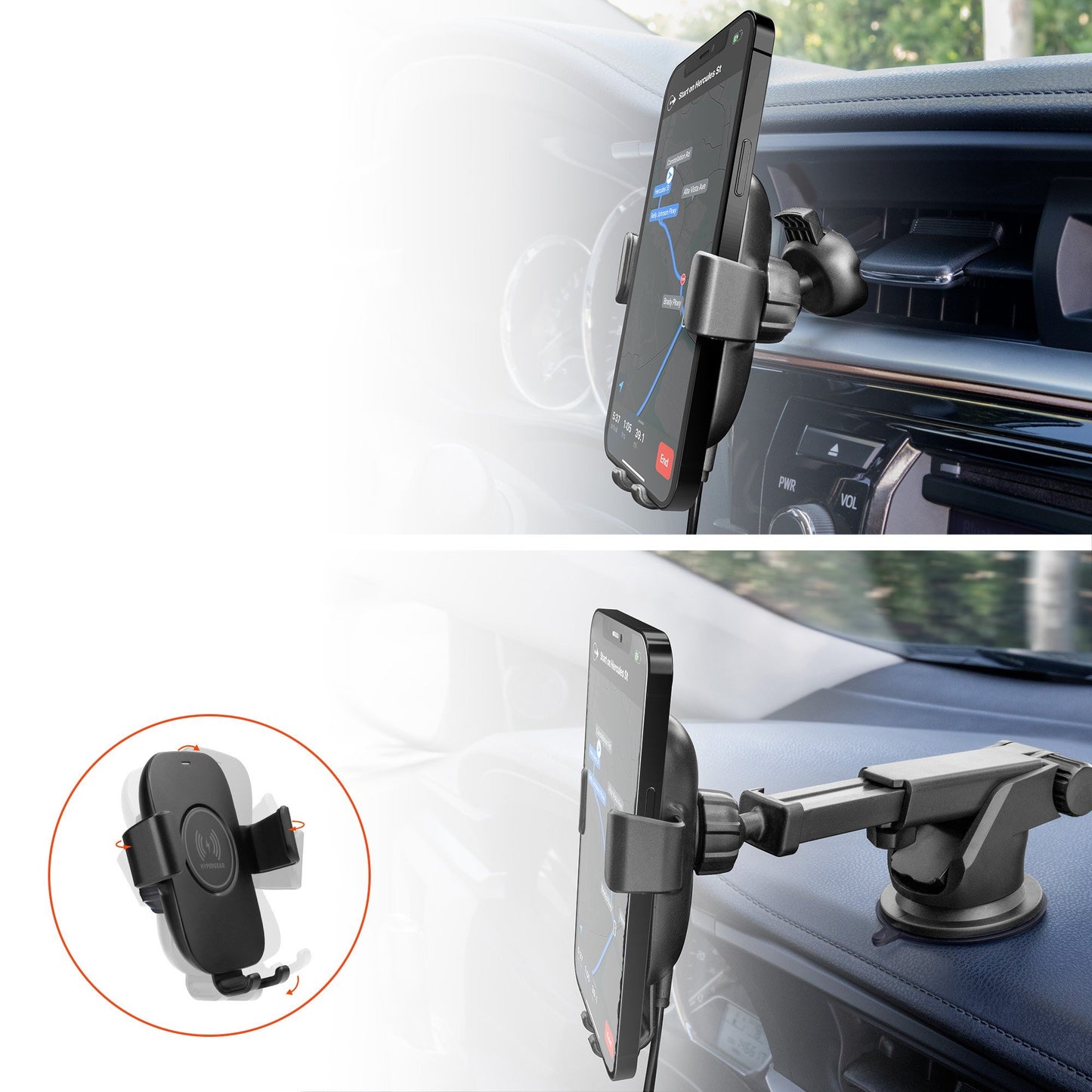 HyperGear Gravity 15W Wireless Fast Charge Mount - Black