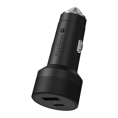Mophie 42W Dual USB-A + USB-C Car Charger - Black