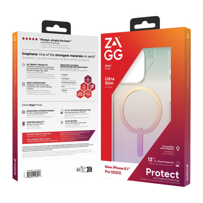 iPhone 15 Pro ZAGG/GEAR4 Graphene Milan Snap Case - Iridescent
