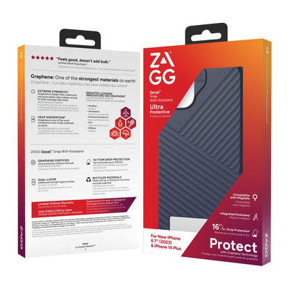 iPhone 15 Plus/14 Plus ZAGG/GEAR4 Graphene Denali Snap Kickstand Case - Navy