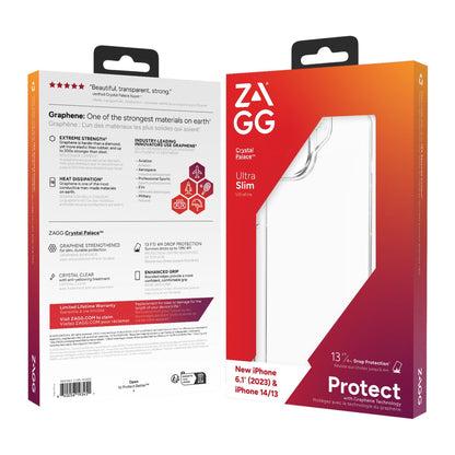 iPhone 15/14/13 ZAGG/GEAR4 Graphene Crystal Palace Case - Clear