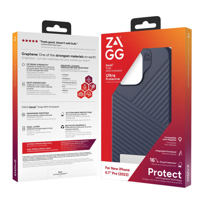 iPhone 15 Pro Max ZAGG/GEAR4 Graphene Denali Snap Kickstand Case - Navy