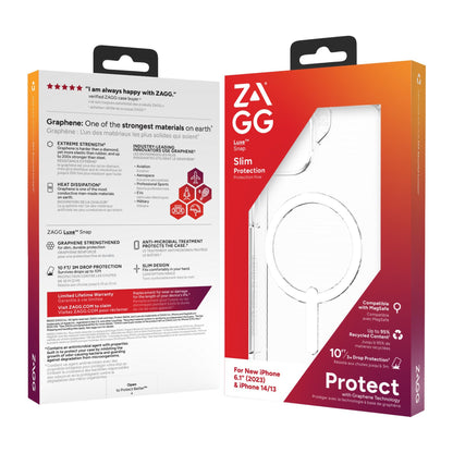 iPhone 15/14/13 ZAGG/GEAR4 Graphene Luxe Snap Case - Clear