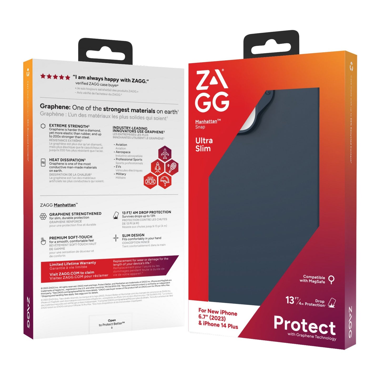 iPhone 15 Plus/14 Plus ZAGG/GEAR4 Graphene Manhattan Snap Case - Navy