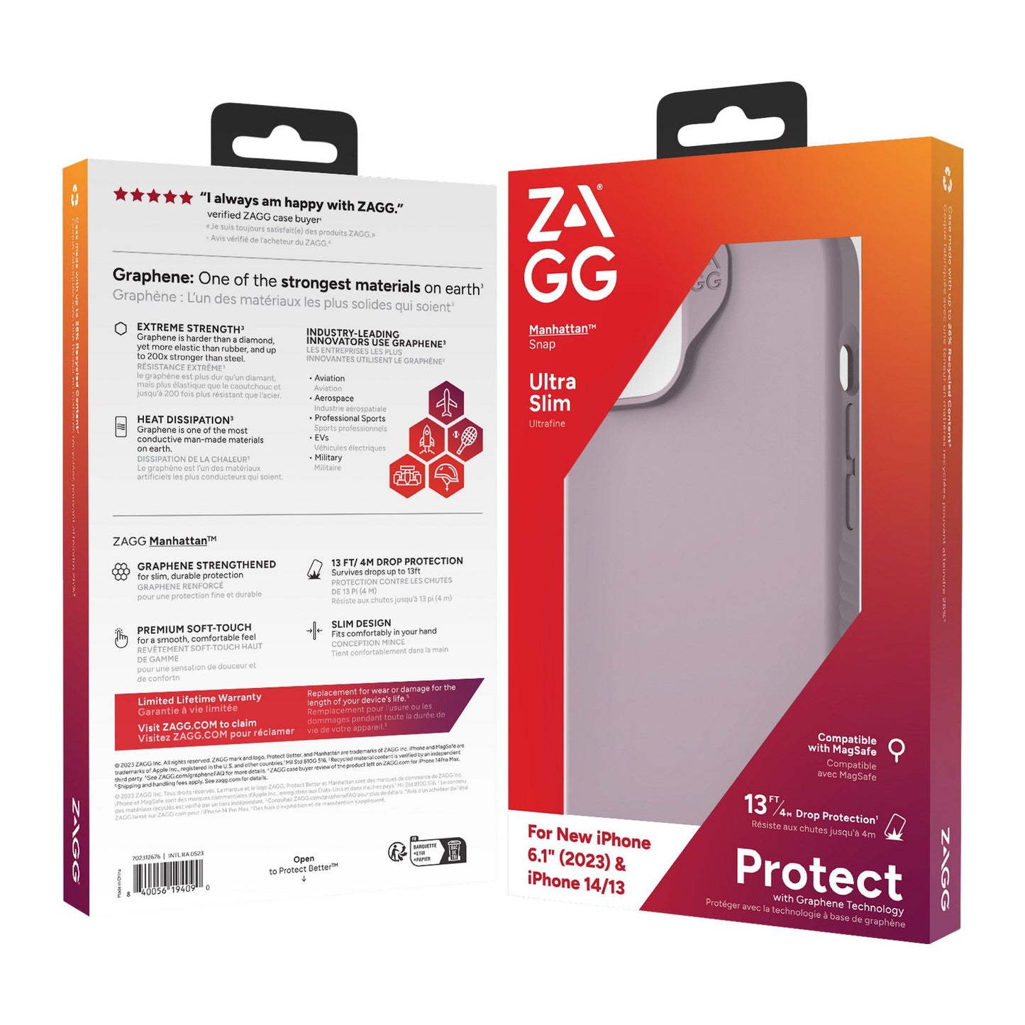 iPhone 15/14/13 ZAGG/GEAR4 Graphene Manhattan Snap Case - Lavender