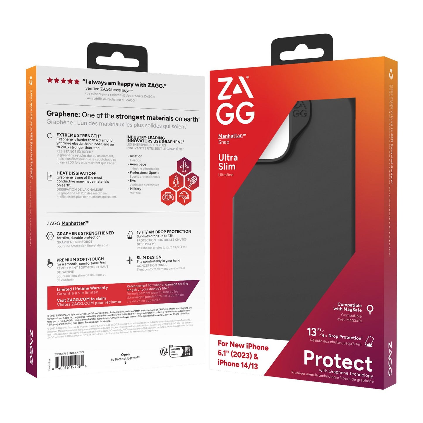 iPhone 15/14/13 ZAGG/GEAR4 Graphene Manhattan Snap Case - Black
