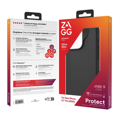 iPhone 15 Pro ZAGG/GEAR4 Graphene Manhattan Snap Case - Black