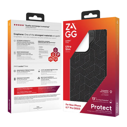 iPhone 15 Pro Max ZAGG/GEAR4 Graphene London Snap Case - Black Geo