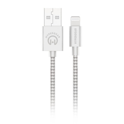 HyperGear 4 ft. 120cm USB-A to Lightning Braided Charge and Sync Cable - White