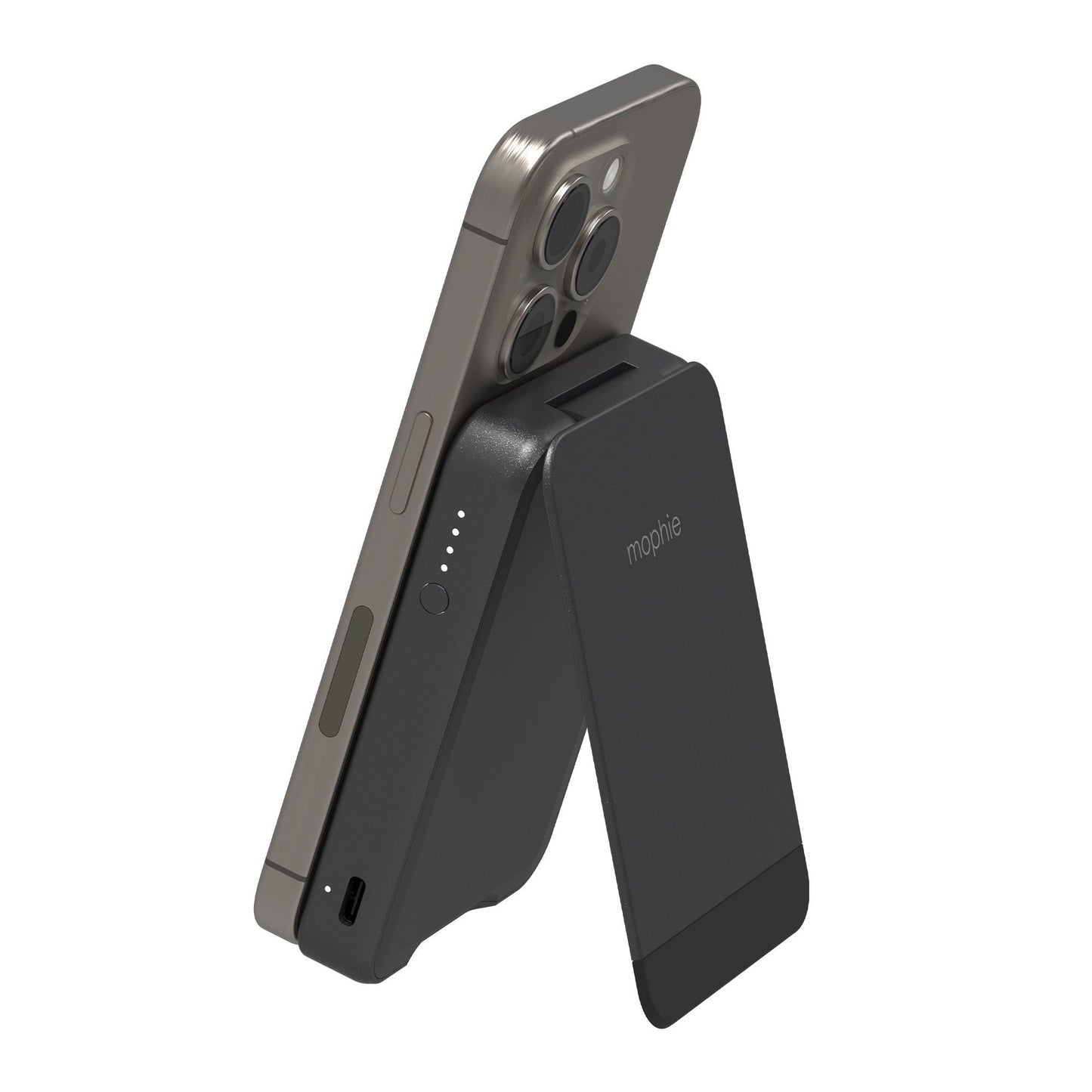 mophie universal battery snap+ 5k Qi2 powerstation mini stand - black
