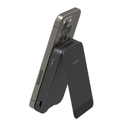 mophie universal battery snap+ 5k Qi2 powerstation mini stand - black