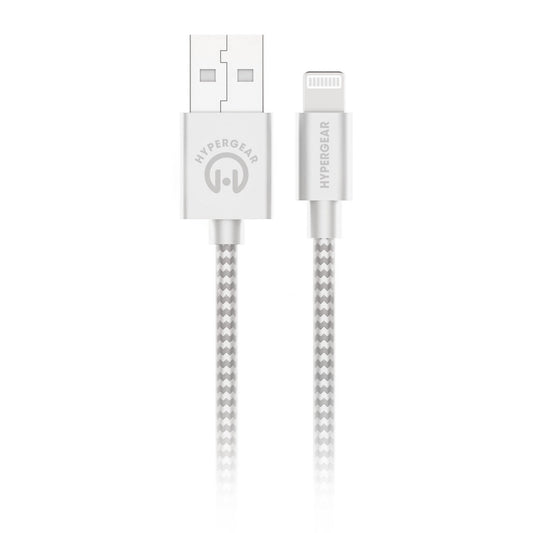 HyperGear 6 ft. 180cm USB-A to Lightning Braided Charge and Sync Cable - White