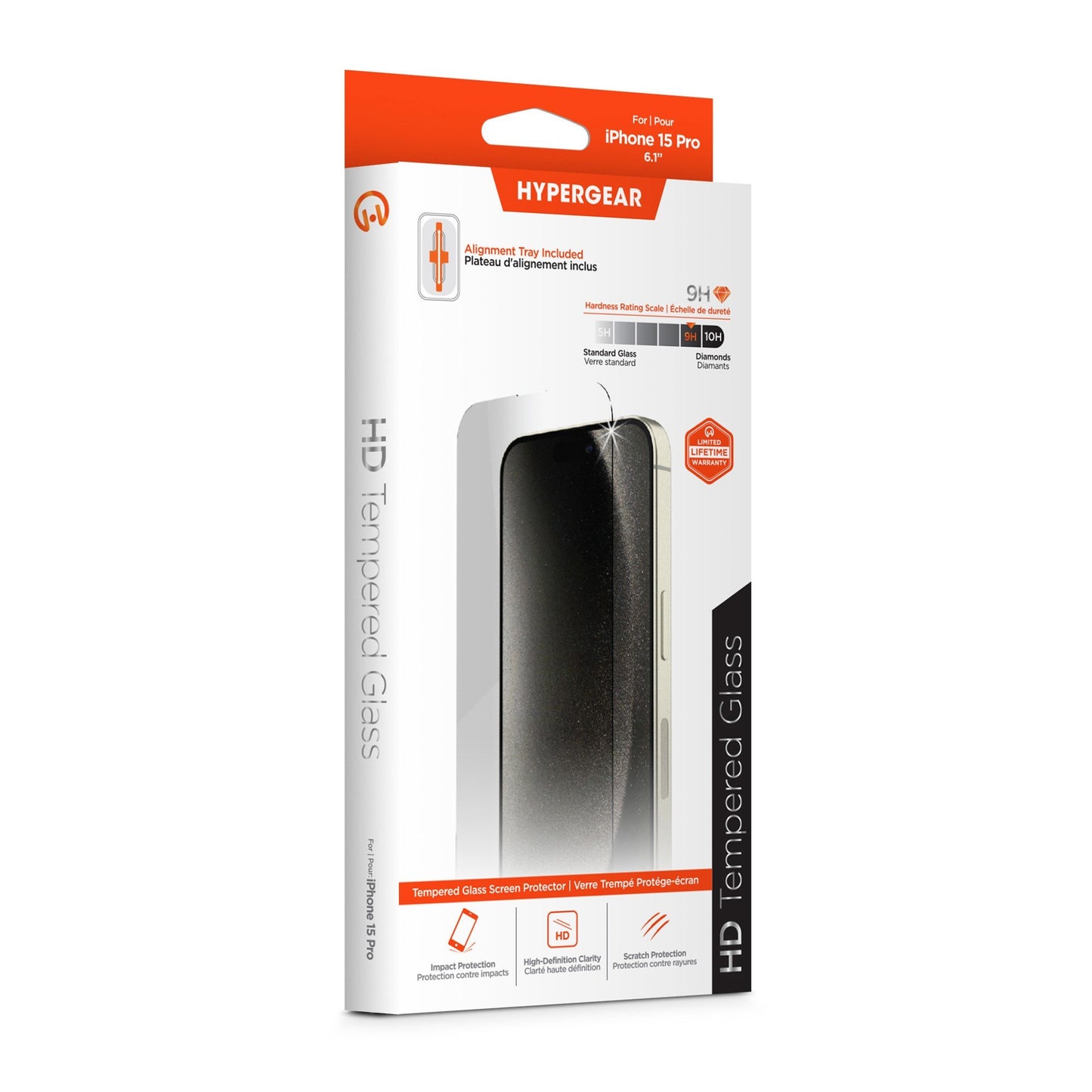 iPhone 15 Pro HyperGear Tempered Glass Screen Protector w/Installation Applicator Tray