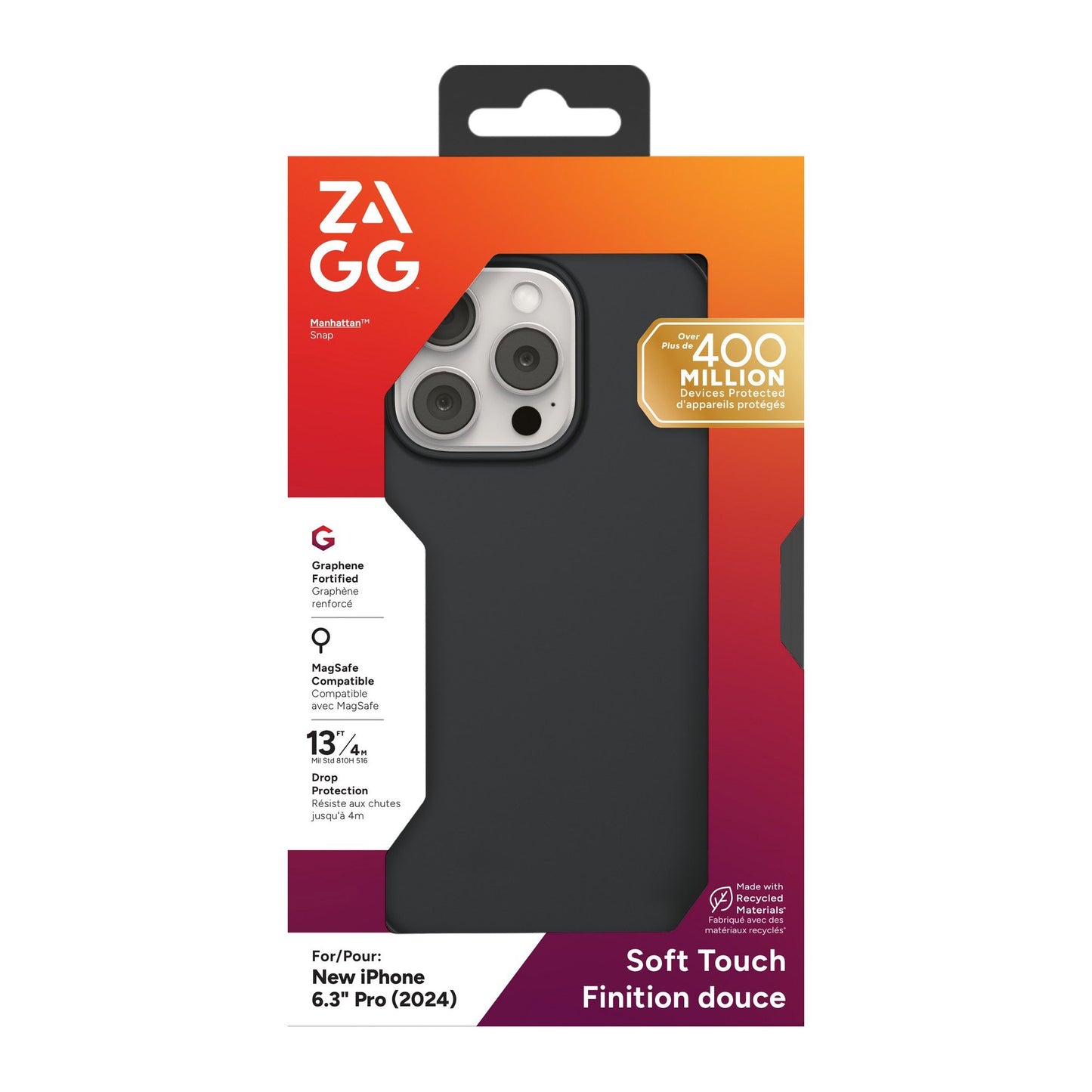 iPhone 16 Pro ZAGG Graphene Manhattan Snap Case - Black