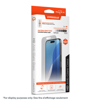 iPhone 16/15 HyperGear Matte Glass Screen Protector w/Installation Applicator Tray