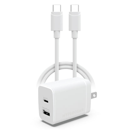 HyperGear 30W Dual Port USB-C + USB-A Wall Charger Travel Hub - White