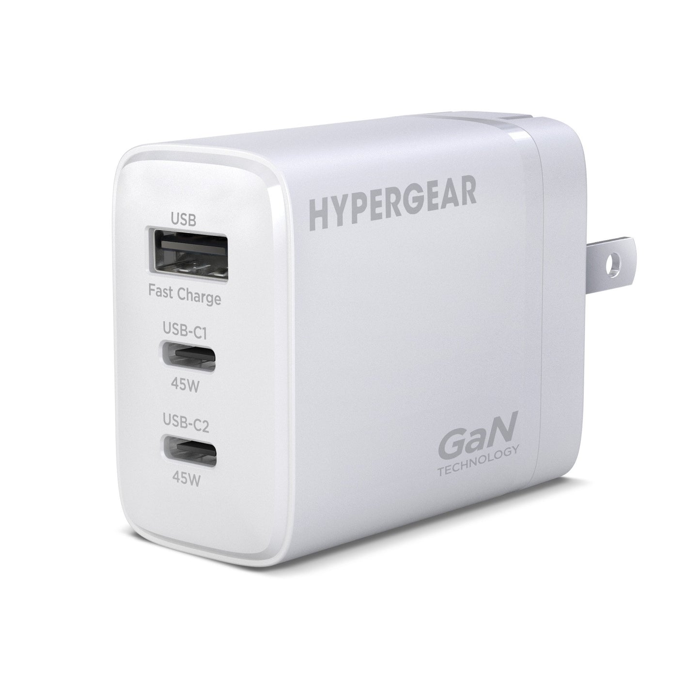 HyperGear 45W Multi Port Dual USB-C + Single USB-A Wall Charger Travel Hub - White