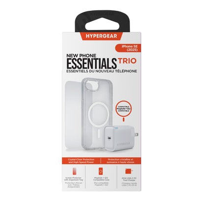 iPhone 16e HyperGear Accessory Bundle - 20W Hub, Glass, Case w/ Magsafe