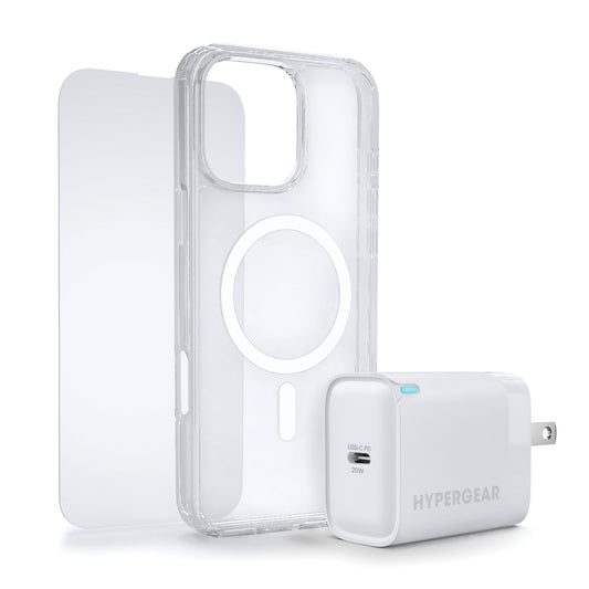 iPhone 16 Pro Max HyperGear Accessory Bundle - 20W Hub, Glass, Case w/ Magsafe