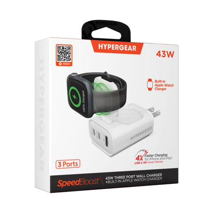 HyperGear 43W Multi-Port Hub w/Apple Watch Charger - White